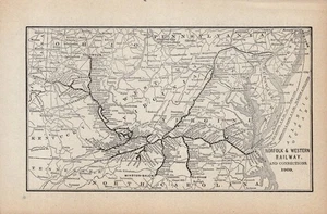 Antike Norfolk and Western Eisenbahnkarte 1909 Vintage Eisenbahnkarte 2562 - Bild 1 von 2