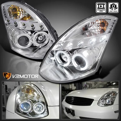 Fits 2003-2007 Infiniti G35 2Dr Coupe LED Strip Halo Projector Headlights Lamps Foto 1 de 4