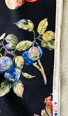 VTG Fruits Apples Leaves Interior Fabric Decorator Design Cotton Canvas 1.5 Yds - Image 1 of 4