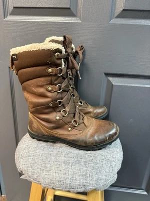 Timberland Mount Hope Boots Women's Sz 9.5 Brown Leather Faux Fur Lace Up Winter - Image 1 of 4