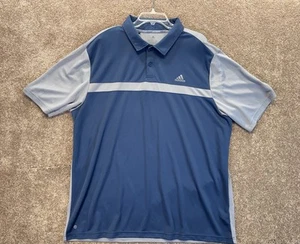 Adidas Shirt Mens 2XLT Blue Gray Polo Golf Short Sleeve Casual Performance - Picture 1 of 8