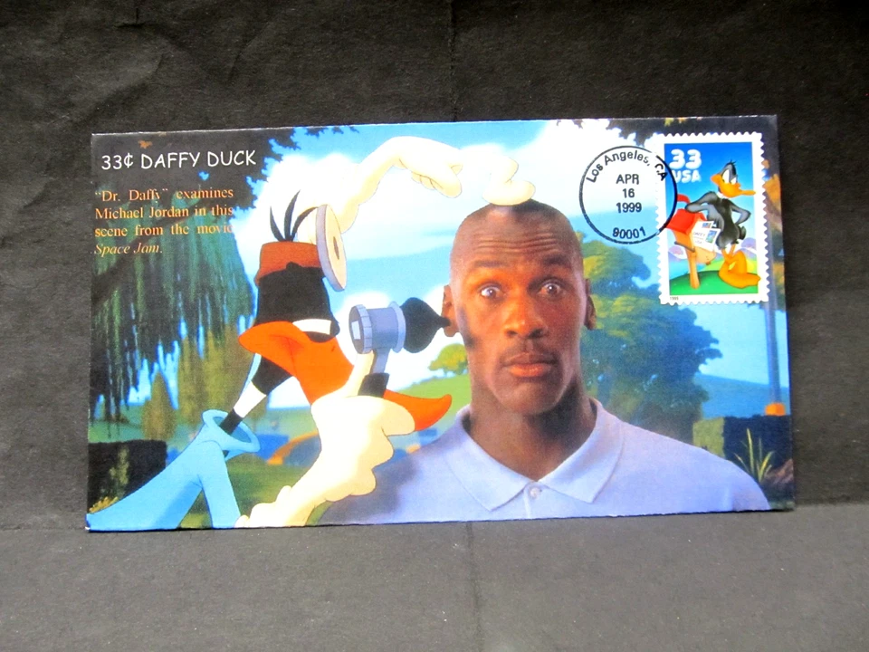 RARE  MICHAEL JORDAN / DAFFY DUCK   cover & stamp cachet   FULL COVER - Image 1 of 1