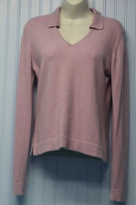 Geneva 100% cashmere periwinkle lavender collared v neck l/s pullover sweater L - Image 1 of 3