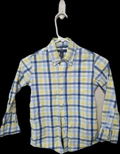 Jungen Carters kariertes Langarm Button-Down-Hemd Größe Small 6/7 gelb und blau - Bild 1 von 6