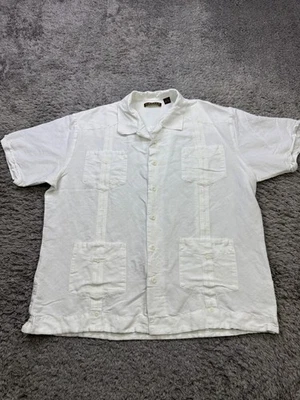 Cubavera Guayabera Shirt Men XL White Pleated Cuban Short Sleeve Beachy Camp - Image 1 of 4