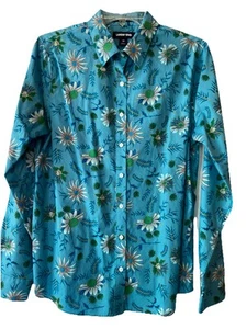 Lands End No Iron Supima Cotton Button Shirt Damen 10 blau geblümt - Bild 1 von 8