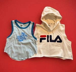 FILA x GYDA Cut-Off Cropped Hoodie Vest Japan One size Y2K - Picture 1 of 10