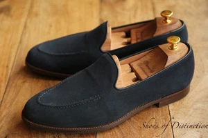 Crockett & Jones Camden Navy Blue Suede Loafers Shoes Mens UK 9.5 E - Picture 1 of 11