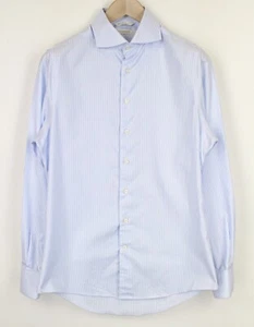 SUITSUPPLY Mens Shirt 40/ 15 3/4 Light Blue Classic Striped Extra Slim - Picture 1 of 7