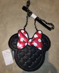 Loungefly Disney Minnie Mouse Quilted Die Cut Chain Handbag Crossbody Bag Logo - Picture 1 of 5