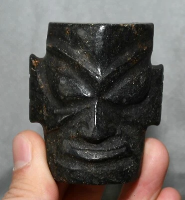 6厘米老红山文化陨石铁黑色磁铁三星二人脸 — 第 1/4 张图片