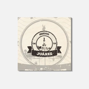 Juarez Mexico Grunge City 4'' X 4'' Square Wooden Coaster - Picture 1 of 3