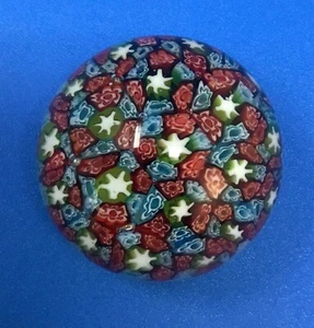 Mini Pisapapeles Murano Raro Rojo Azul Blanco Estrellas Patriótico 4 de Julio Etiqueta - Imagen 1 de 11