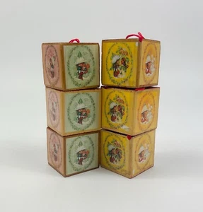 Juego de 6 bloques colgantes de madera de colección Victoria ciruela ABC adornos navideños años 80 - Imagen 1 de 16