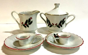 Set zuccheriera e crema natalizia agrifoglio di Kashima Japan e 2 portacandele - Foto 1 di 10