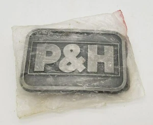 Vintage P&H Rectangle Belt Buckle in original plastic, Crane Mining 1980s Mine - Picture 1 of 6