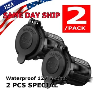2pcs 12V Cigarette Lighter Socket Power Outlet Receptacle Plug or Car Marine ATV - Picture 1 of 7