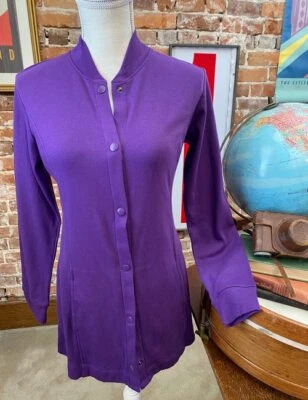 Isaac Mizrahi Tejido Essentials Bomber Cárdigan Chaqueta Púrpura XXS Nuevo Foto 1 de 4