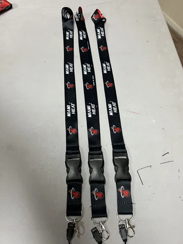 Miami Heat Basketball NBA Lot Of 3 Lanyard Key Ring Keychain Safety Clip Cover