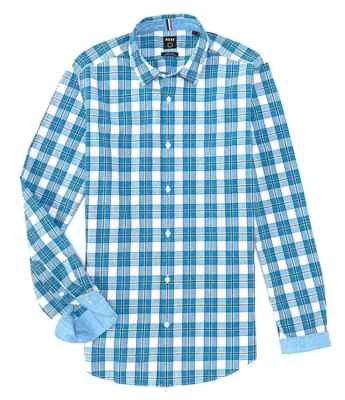 HUGO BOSS Men's long sleeve shirt XL blue white check Lukas 53F NEW SALE - Image 1 of 4
