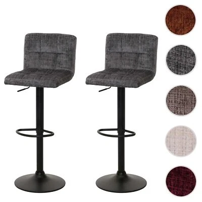 2er-Set Barhocker HWC-G87, Barstuhl, höhenverstellbar, Stoff Chenille (465g/m²) - Bild 1 von 4
