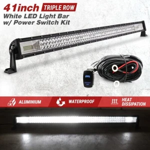 41" Triple Row LED 6000K Straight Working Light Bar Flood Spot Combo Beam +POWER - Picture 1 of 16