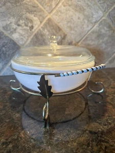 Vintage Pyrex 023 Opal White Casserole w/ Lid 623-C & Gold Cradle Reverse Logo - Picture 1 of 14
