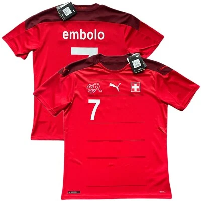 2020/21 Switzerland Home Jersey #7 Embolo Medium Puma Euro Soccer Kit - Image 1 of 4