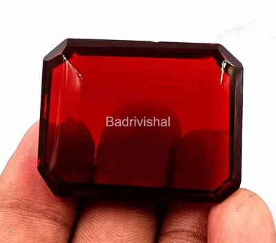 90 Ct Rare Brazil Red Topaz Lab Created Emerald Cut Certified Loose Gems S - Image 1 of 4