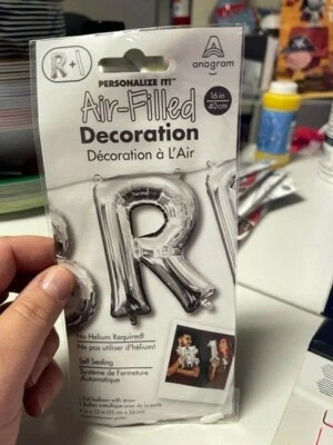 Anagram Letter "R" Silver Minishape 16" Foil Balloon New! - Image 1 of 3