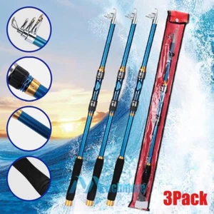LOT Carbon Fiber Telescopic Spinning Fishing Rod Travel Sea Casting Pole Tackle - Picture 1 of 31