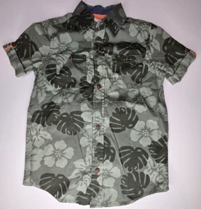 Gymboree Boys Green Button Up Floral Tropical Shirt Size 5T - Picture 1 of 3