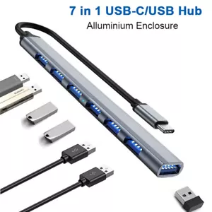 New Type C to USB 3.0 2.0 7 Port Hub Splitter For PC Mac Phone MacBook Pro iPad - Picture 1 of 8