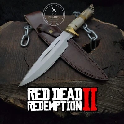 Cuchillo réplica juego Read Dead Redemption 2 hecho a mano RDR 2 con mango de asta Foto 1 de 4