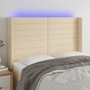 LED Kopfteil Creme 147x16x118/128 cm Stoff - Bild 1 von 6