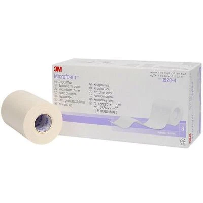 Cinta médica adhesiva acrílica/espuma microespuma 3M, 4 pulgadas x 5-1/2 yardas, blanca Foto 1 de 3