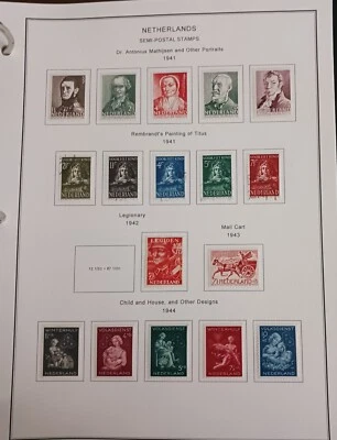 NETHERLANDS - 1941 - 1944 - LOT OF STAMPS ON ALBUM PAGE - USED & MH - Image 1 of 3
