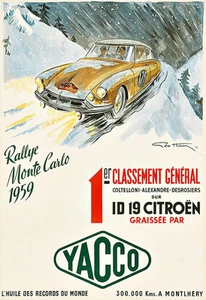 Rallye Monte Carlo Yacco 1959 Citreon Automobil Auto Auto Deko Poster Druck - Bild 1 von 1