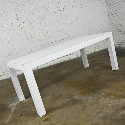 Vintage White Laminate Custom Parsons Style Rectangle Dining Table Cover