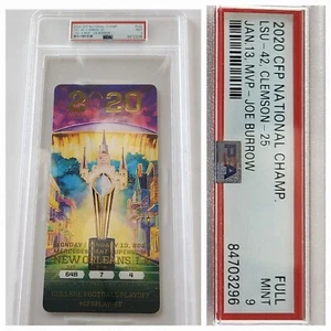CFP 2020 boleto completo PSA 9 Clemson LSU Joe Burrow - Imagen 1 de 5