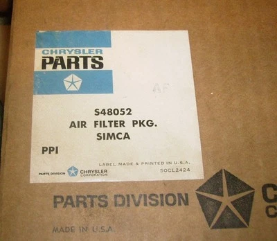62 63 64 65 66 67 68 Simca Chrysler NOS Filtros de Aire Lote 3 Pt # S48052 - CA77 Foto 1 de 3