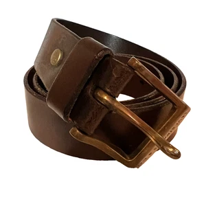 Cinturón de cuero Levi Strauss & Co 36/90 hebilla de latón marrón envejecido de colección occidental - Imagen 1 de 10