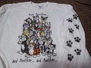 Vintage Cat Lovers Shirt And Another. And Another 2XL White Long Sleeve Paws - Picture 1 of 9