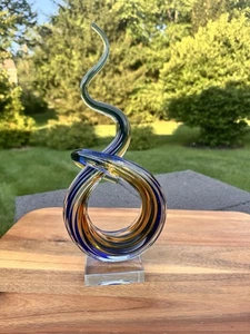 Murano Glass Love Knot Multicolor Swirl Sculpture 13” Tall - Picture 1 of 9