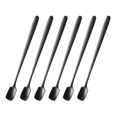 6pcs Espresso Spoons 5.9 Inch Stainless Steel Square Coffee Spoon Black - Image 1 of 4
