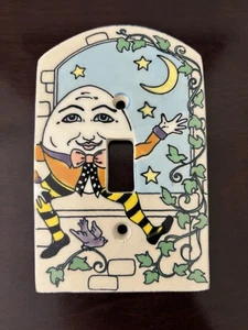 Alles angezündet! Handbemalte Humpty Dumpty Keramik Einzel Lichtschalter Platte Abdeckung - Bild 1 von 7