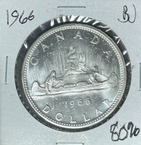 1966 KANADA SILBER DOLLAR ~ BU ~ SCHÖNE MÜNZE ~ 80% SILBER - Bild 1 von 2