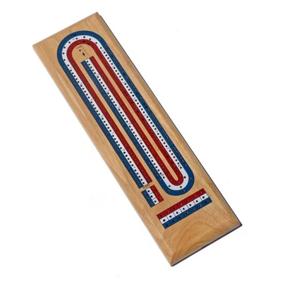 WE Games Continuous 3 Track Cribbage Set, Solid Wood, Lanes (Red, White, Blue) - Image 1 of 4