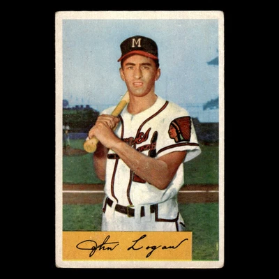 Johnny Logan #80 1954 Bowman Milwaukee Braves Baseball Card MLB EX - Image 1 of 3