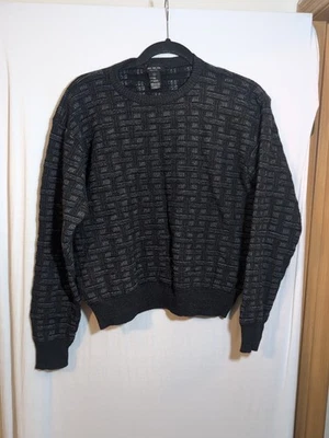 Suéter De Colección Mino Milano L Hombres Negro Mezcla Lana Escotilla Cosby Estilo Hecho en Italia Foto 1 de 4